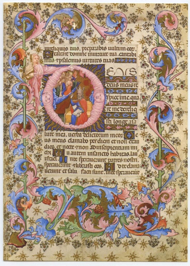 Psam 21 medieval illuminated manuscript page on vellum