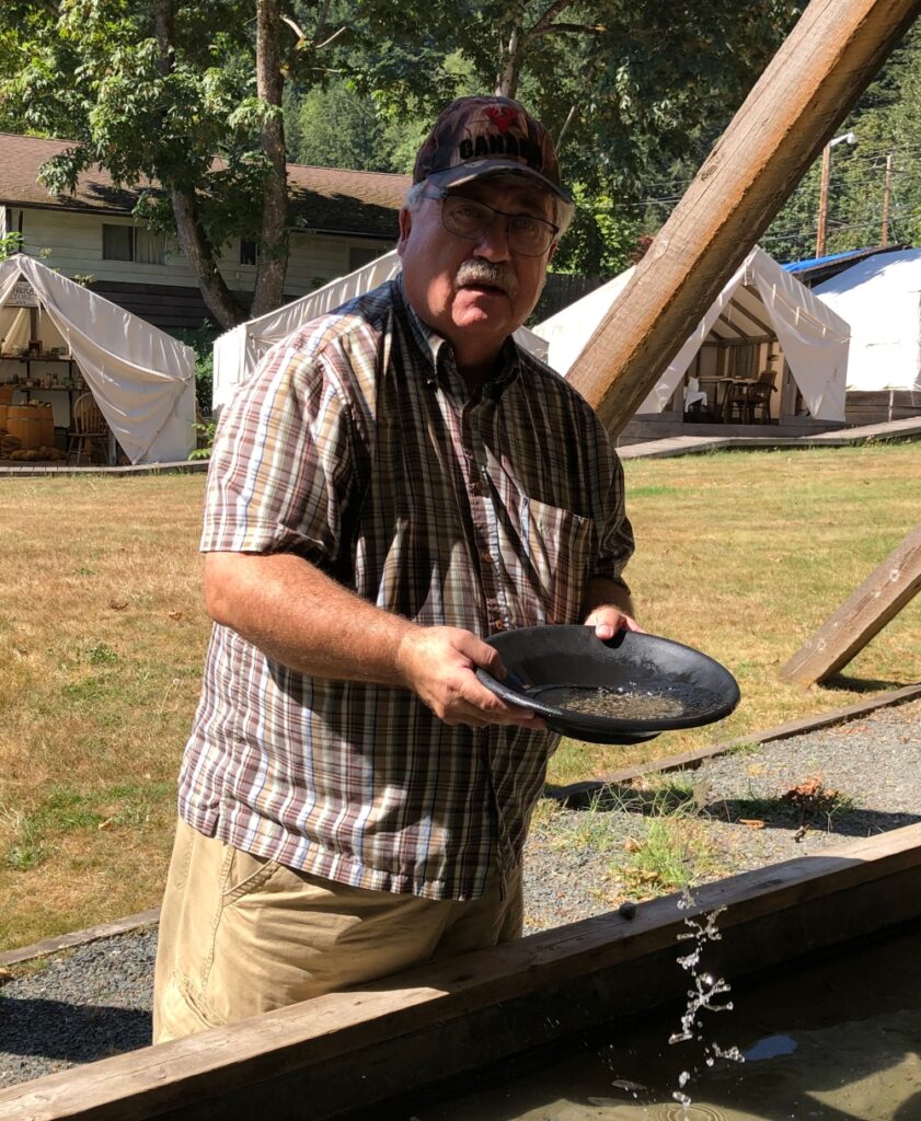 Kevin panning for Gold at Yale Historic Site