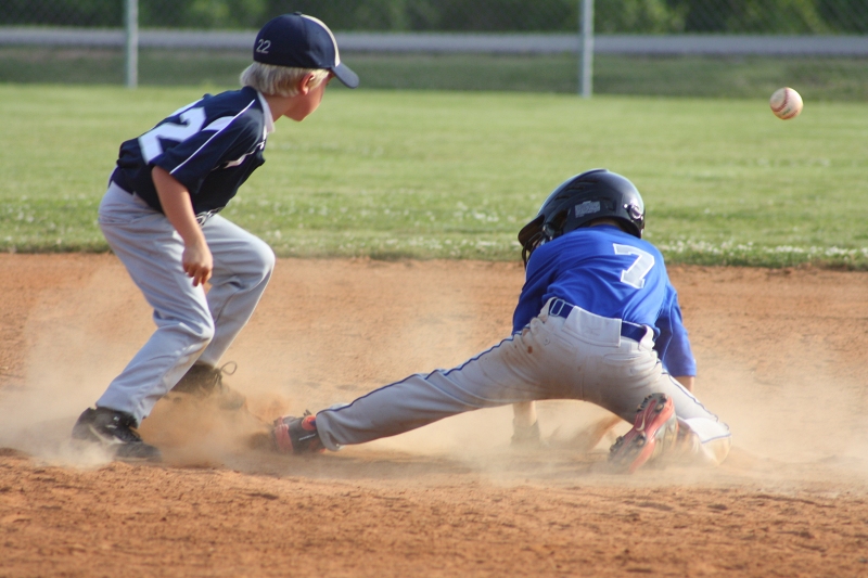 Kids playing baseball - sliding is "safe"