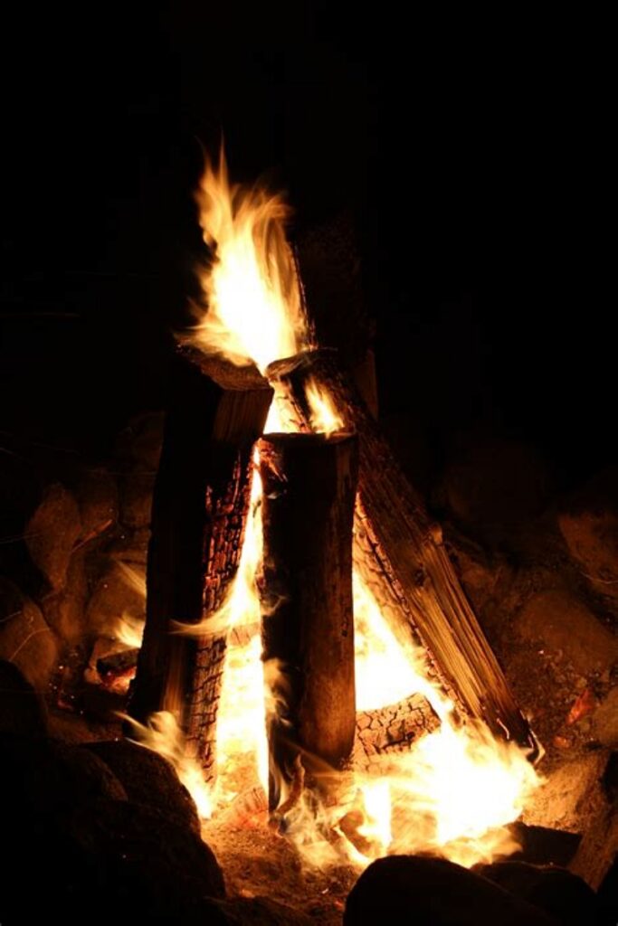night time campfire