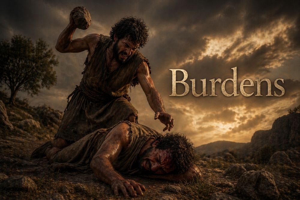 An image of Cain and Abel and the text burdens