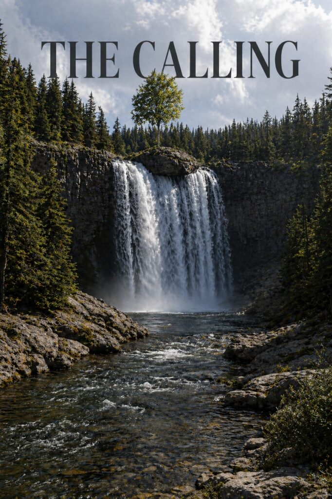 Image of a wayerfall with the text "THE CALLING"