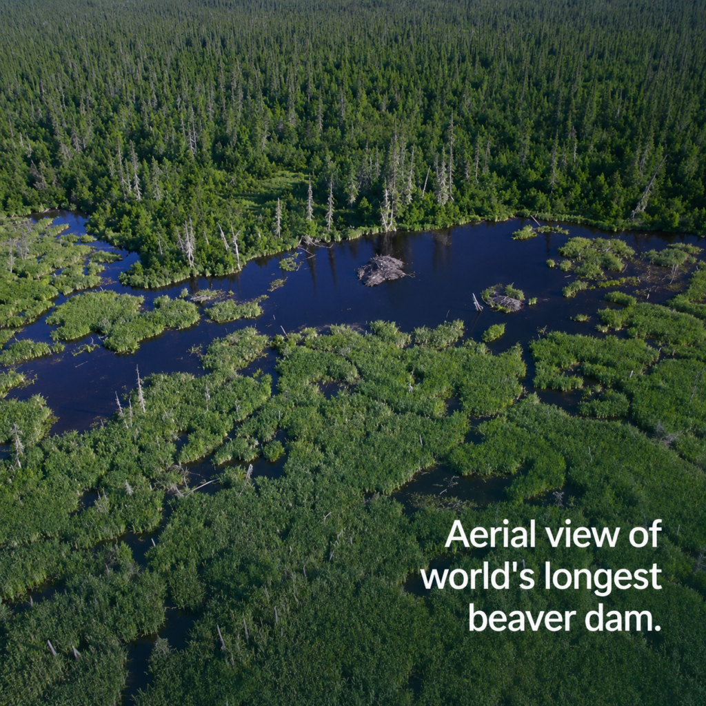 Aerial view of world'slongest beaver damn - small steps produce big results