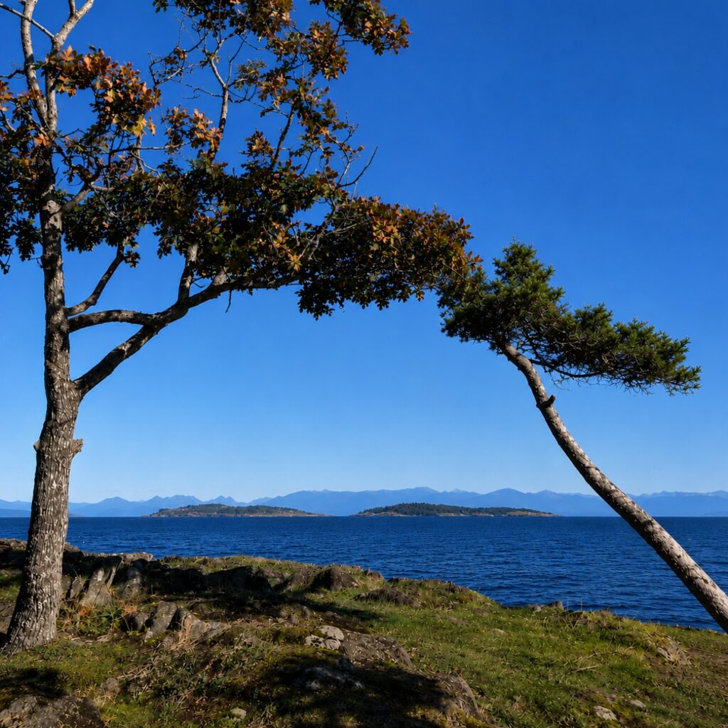 A meditating spot overlooking the ocean. A place to think on God's teaching
