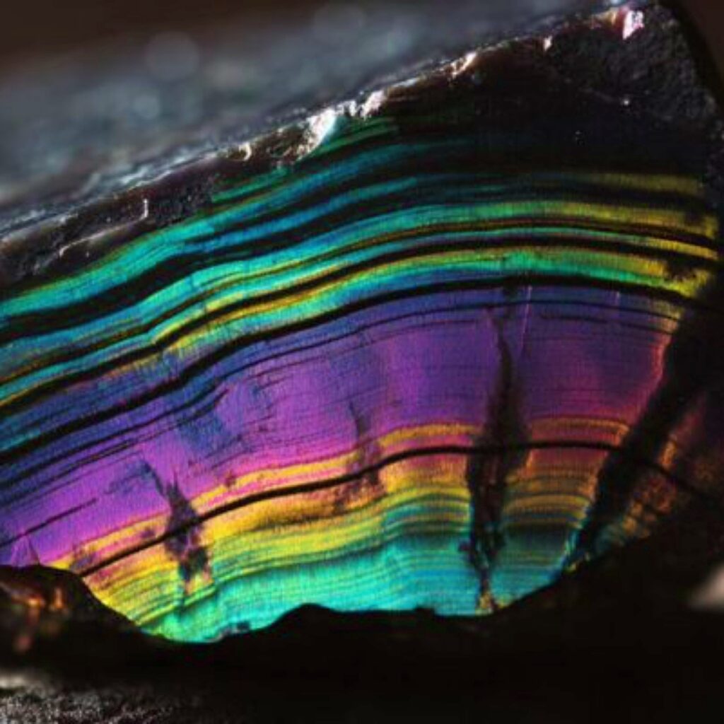 A piece of rainbow obsidian